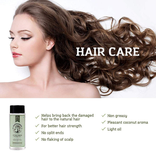 The Happygrove Co. Extra Virgin Coconut Oil, 200 ml- Hair and Skin Care